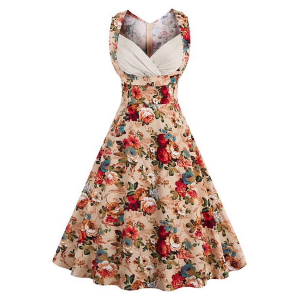 💐 Rockabilly Floral Swing Ball Dress - Picture 2 of 8